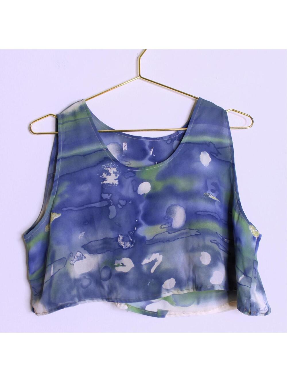 VTG Reworked Waterclor Crop Tank Blouse - M/L